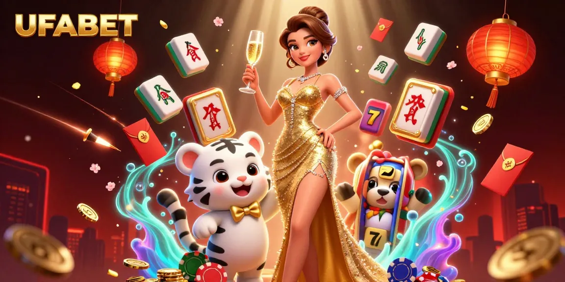 Experience the thrill of UFABET with glamorous characters and vibrant casino elements.