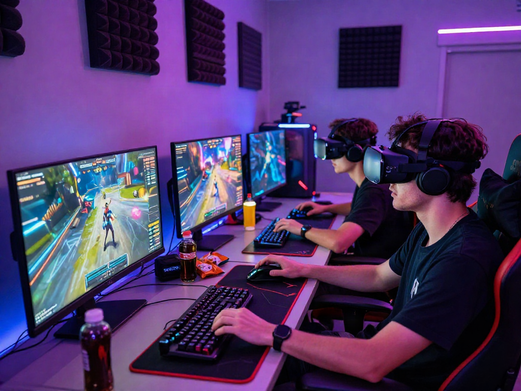 Engaged gamers on https://789win11.org/ with vibrant setups showcasing competitive gaming atmosphere.