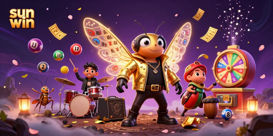 Engage in thrilling action at sun win with vibrant lottery elements and lively cartoon characters.