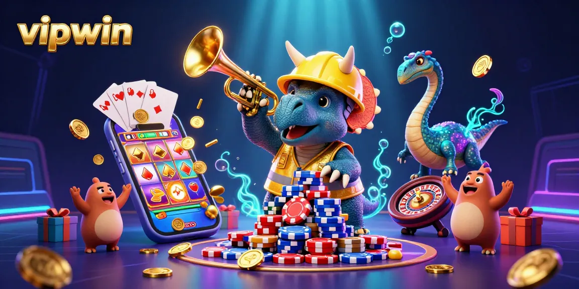 Experience the thrill of vipwin with vibrant casino elements celebrating wins and excitement.