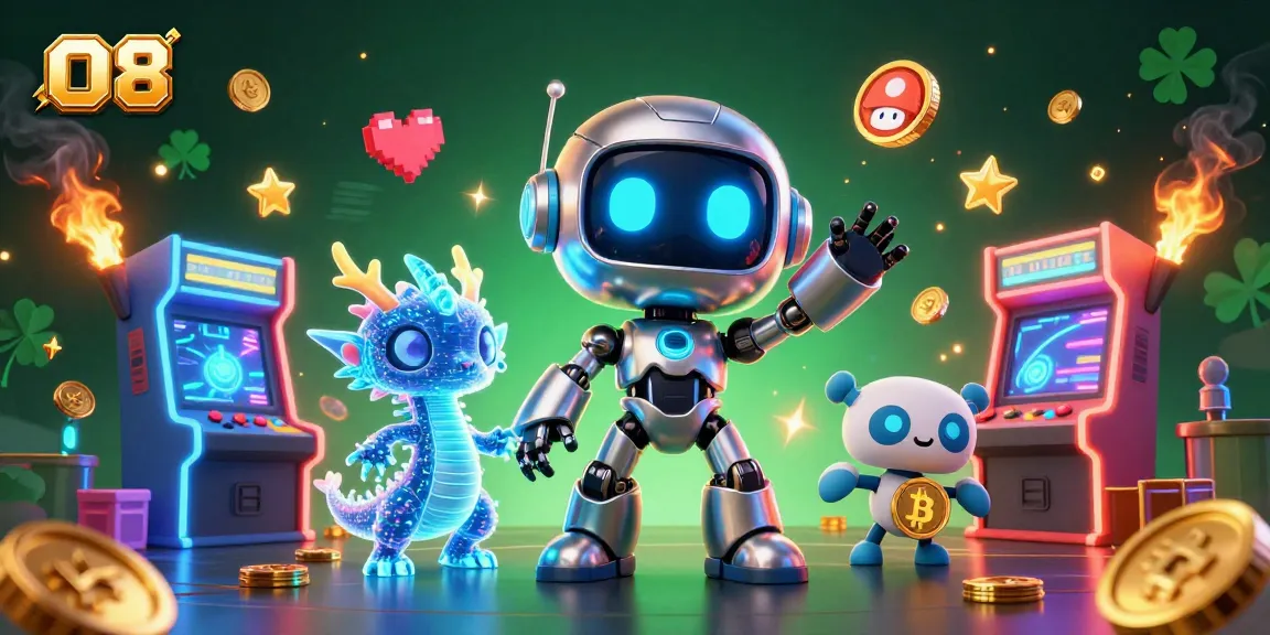 Engage with O8's vibrant casino experience featuring colorful characters and thrilling game elements.